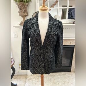 Arden B Leather Black and Gray Patterned Jacket